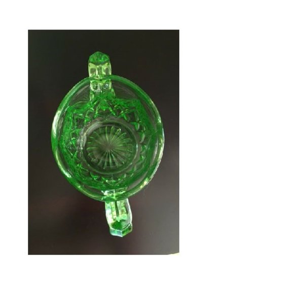 Vintage Green Paneled Open Sugar Bowl Depression Glass - Picture 2 of 4